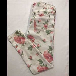 Floral printed jeans